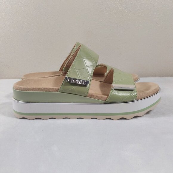 NIB Vionic Brandie Leather Slide Platform Comfort Sandal Celery Green - 39 (8) - Picture 6 of 13